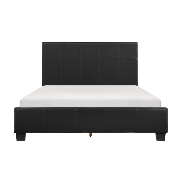 English Elm Queen Faux Leather Bedroom Set with Nightstand and Chest Urban Contemporary Style B011S06397