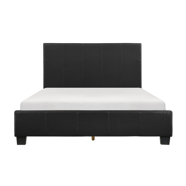 English Elm Queen Faux Leather Bedroom Set with Nightstand and Chest Urban Contemporary Style B011S06397