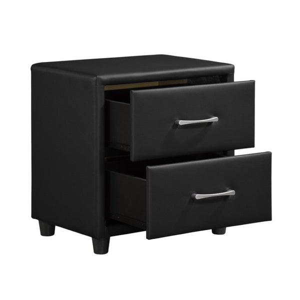 English Elm Full Bed and Nightstand Set Faux Leather Upholstered Urban Bedroom 3 Piece B011S06399
