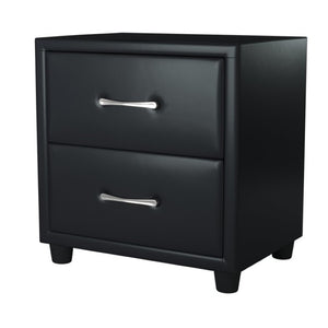 English Elm Twin Faux Leather Upholstered Bed and Nightstand Set Urban Low Profile Bedroom B011S06401