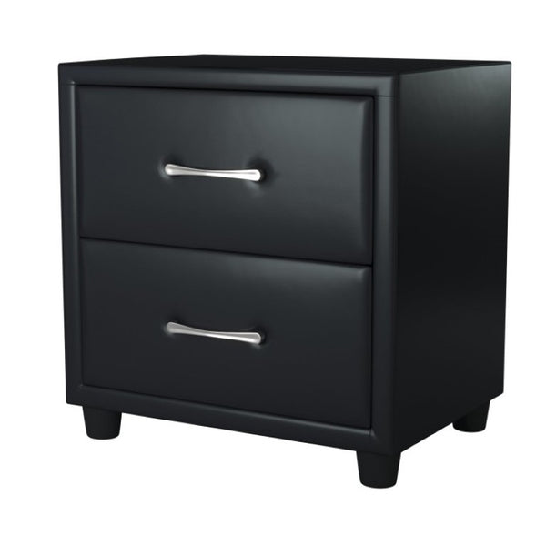 English Elm Twin Faux Leather Upholstered Bed and Nightstand Set Urban Low Profile Bedroom B011S06401
