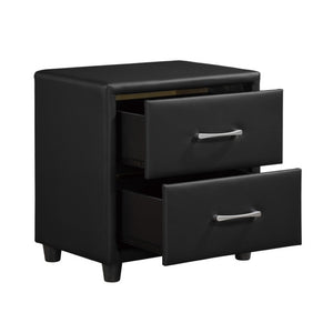 English Elm Twin Faux Leather Upholstered Bed and Nightstand Set Urban Low Profile Bedroom B011S06401