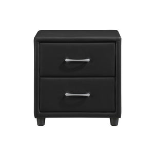 English Elm Twin Faux Leather Bedroom Set with Low Profile Bed Frame and Two Nightstands B011S06402