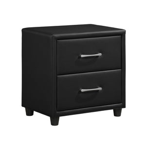 English Elm Twin Faux Leather Bedroom Set with Low Profile Bed Frame and Two Nightstands B011S06402