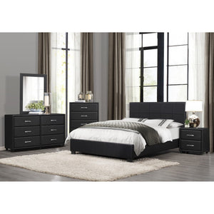 English Elm Twin Bedroom Set Faux Leather Upholstered Bed Nightstand Chest Urban Modern Style B011S06403