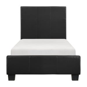 English Elm Twin Bedroom Set Faux Leather Upholstered Bed Nightstand Chest Urban Modern Style B011S06403