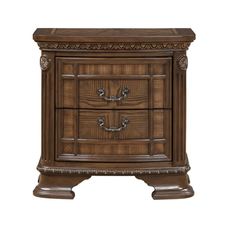 English Elm Night Stand Dresser Mirror Chest Set Zebrawood Veneer Traditional Bedroom Suite B011S06404