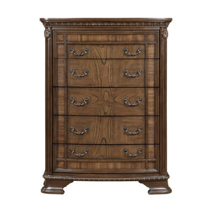 English Elm Eastern King Sleigh Bedroom Set Tufted Faux Leather Carved Wood Traditional 3 Piece B011S06408