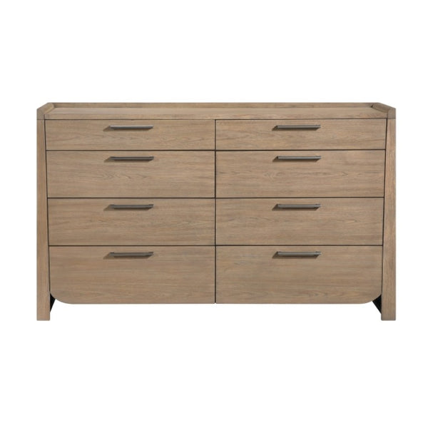 English Elm Night Stand Dresser Mirror and Chest 5 Piece Set with LED Lit Hickory Grain Finish B011S06416