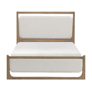 English Elm California King Bedroom Set Hickory Veneer Frame with LED Headboard and Two Nightstands B011S06421