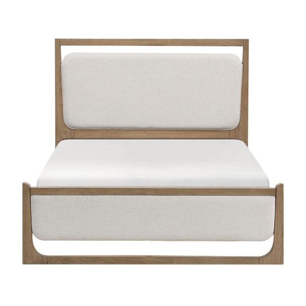 English Elm California King Bedroom Set Hickory Veneer Frame with LED Headboard and Two Nightstands B011S06421