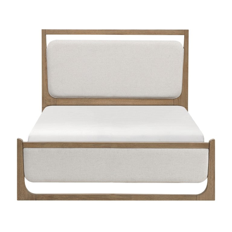 English Elm California King Bedroom Set with LED Headboard Hickory Veneer and 5 Drawer Chest B011S06422