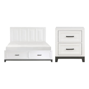 English Elm Eastern King Bedroom Set Two Tone White Storage Bed with Coordinating Nightstand B011S06428