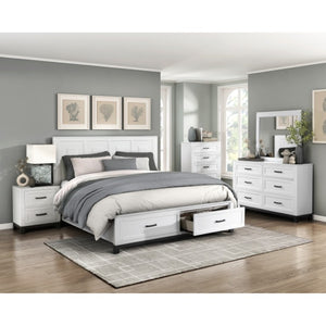 English Elm Eastern King Bedroom Set Two Tone White Storage Bed with Coordinating Nightstand B011S06428