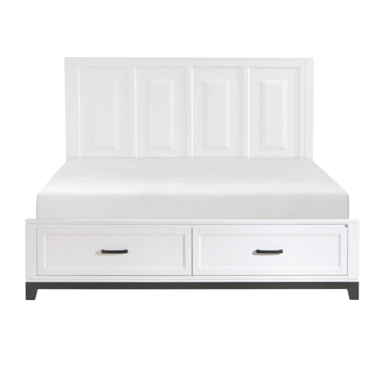 English Elm Eastern King Bedroom Set Two Tone White Storage Bed with Coordinating Nightstand B011S06428
