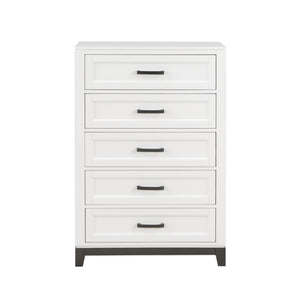 English Elm California King Bedroom Set Three Piece White Wood Frame with Storage Footboard B011S06433