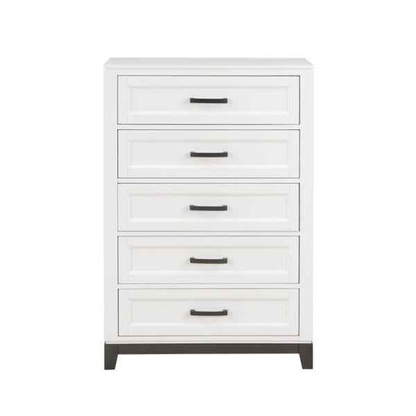 English Elm California King Bedroom Set Three Piece White Wood Frame with Storage Footboard B011S06433