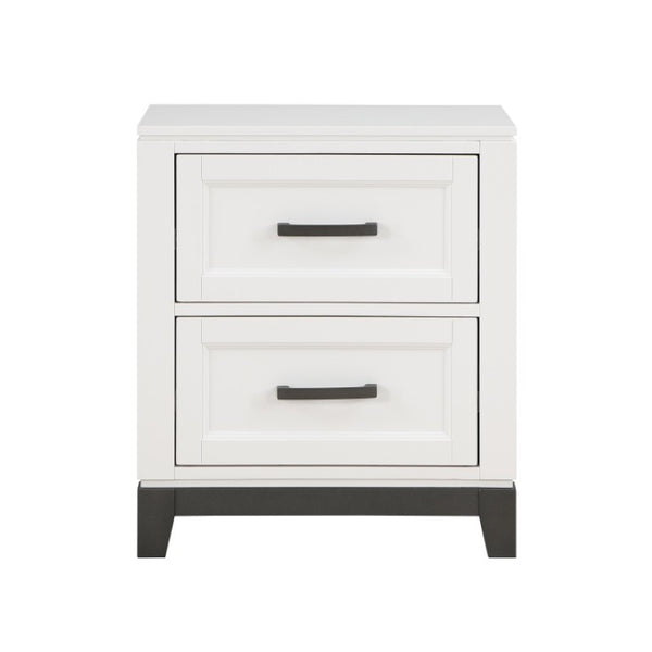 English Elm Queen Storage Bed and Nightstand Set Transitional Two Tone Wood Bedroom Furniture B011S06434