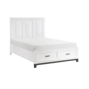English Elm Queen Storage Bed and Nightstand Set Transitional Two Tone Wood Bedroom Furniture B011S06434