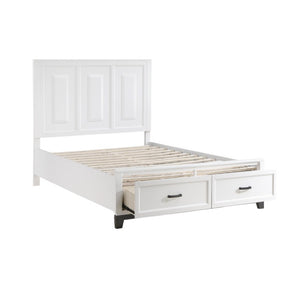 English Elm Queen Storage Bed and Nightstand Set Transitional Two Tone Wood Bedroom Furniture B011S06434