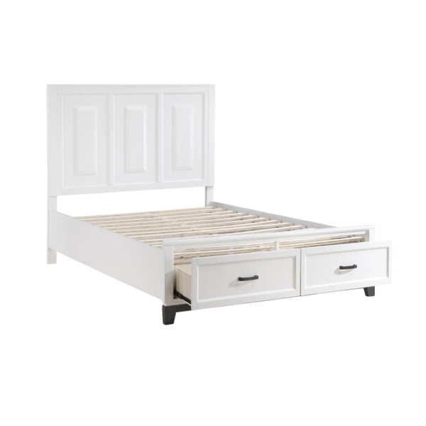 English Elm Queen Storage Bed and Nightstand Set Transitional Two Tone Wood Bedroom Furniture B011S06434