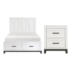 English Elm Queen Storage Bed Set with Two Nightstands Solid Wood Frame Two Tone Finish B011S06435