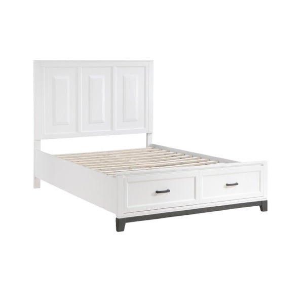 English Elm Queen Storage Bed Set with Two Nightstands Solid Wood Frame Two Tone Finish B011S06435