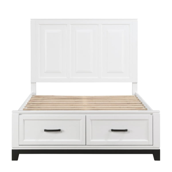 English Elm Full Bed and Nightstand Set Solid Wood Storage Footboard Transitional Bedroom B011S06438
