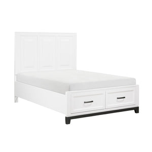 English Elm Full Bed and Nightstand Set Solid Wood Storage Footboard Transitional Bedroom B011S06438