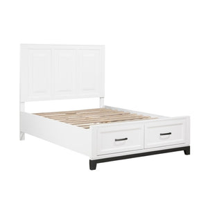 English Elm Full Bed and Nightstand Set Solid Wood Storage Footboard Transitional Bedroom B011S06438