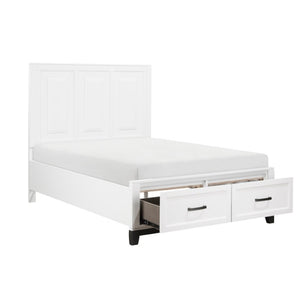 English Elm Full Bed and Nightstand Set Solid Wood Storage Footboard Transitional Bedroom B011S06438