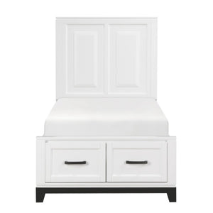 English Elm Twin Storage Bed and Nightstand Set Solid Wood Two Tone Transitional Bedroom B011S06440