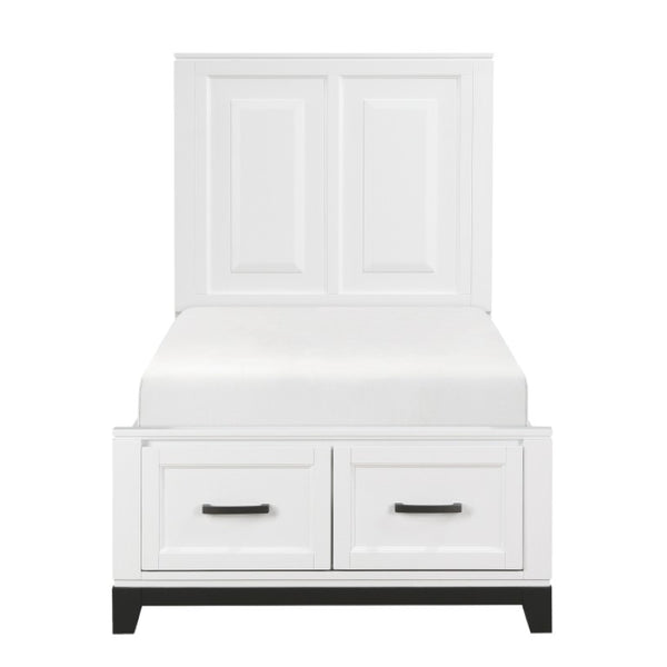 English Elm Twin Storage Bed and Nightstand Set Solid Wood Two Tone Transitional Bedroom B011S06440