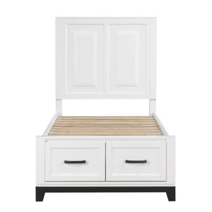 English Elm Twin Storage Bed and Nightstand Set Solid Wood Two Tone Transitional Bedroom B011S06440