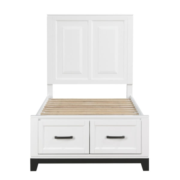 English Elm Twin Storage Bed and Nightstand Set Solid Wood Two Tone Transitional Bedroom B011S06440