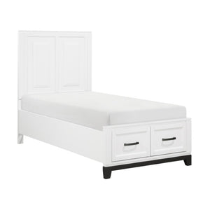 English Elm Twin Storage Bed and Nightstand Set Solid Wood Two Tone Transitional Bedroom B011S06440