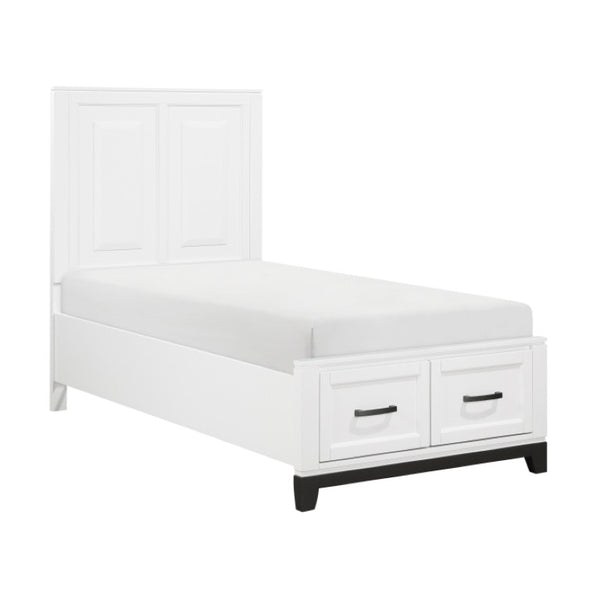 English Elm Twin Storage Bed and Nightstand Set Solid Wood Two Tone Transitional Bedroom B011S06440