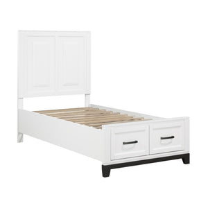 English Elm Twin Storage Bed and Nightstand Set Solid Wood Two Tone Transitional Bedroom B011S06440