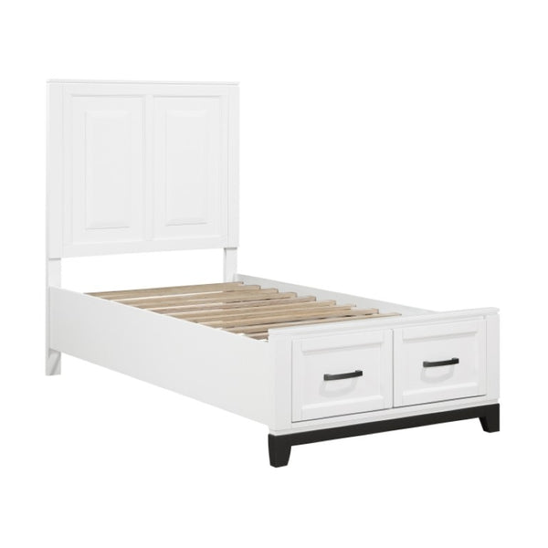 English Elm Twin Storage Bed and Nightstand Set Solid Wood Two Tone Transitional Bedroom B011S06440