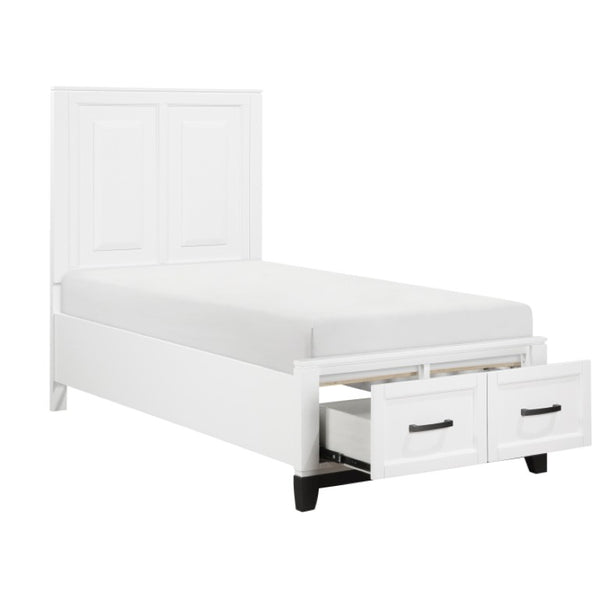 English Elm Twin Storage Bed and Nightstand Set Solid Wood Two Tone Transitional Bedroom B011S06440