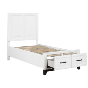 English Elm Twin Storage Bed and Nightstand Set Solid Wood Two Tone Transitional Bedroom B011S06440