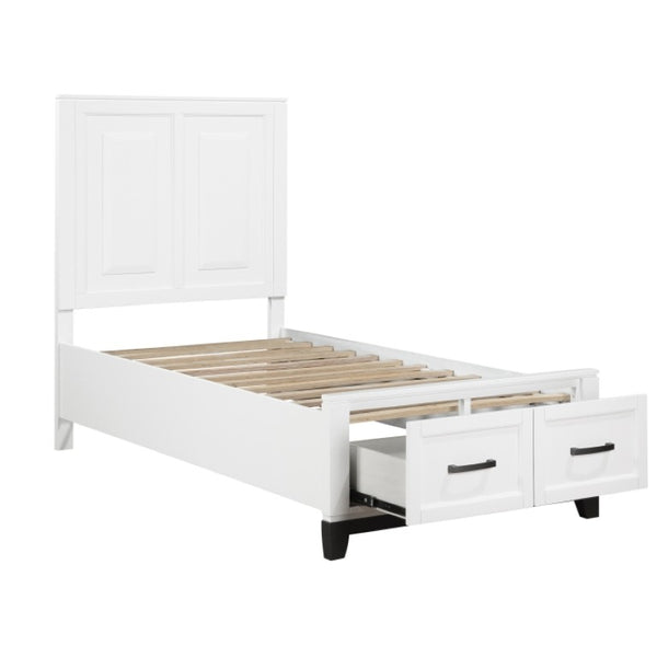 English Elm Twin Storage Bed and Nightstand Set Solid Wood Two Tone Transitional Bedroom B011S06440