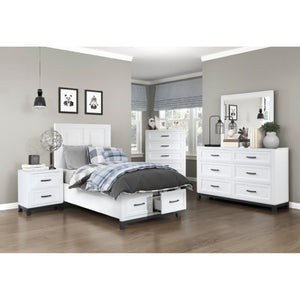 English Elm Twin Storage Bed and Nightstand Set Solid Wood Two Tone Transitional Bedroom B011S06440