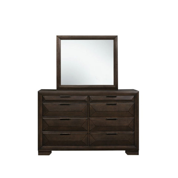 English Elm Night Stand Dresser Mirror and Chest 5 Piece Espresso Bedroom Set with Raised Panel Drawers B011S06444