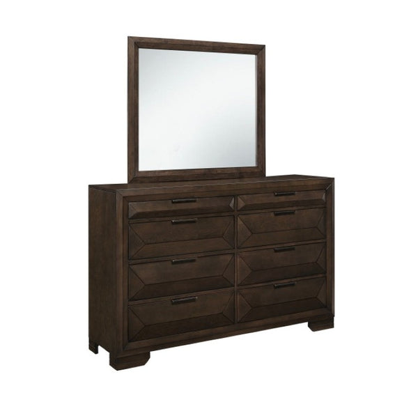 English Elm Night Stand Dresser Mirror and Chest 5 Piece Espresso Bedroom Set with Raised Panel Drawers B011S06444