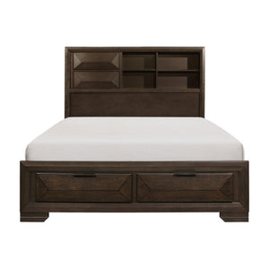 English Elm Eastern King Storage Bed Set Birch Veneer Bookcase Headboard with Two Nightstands B011S06446