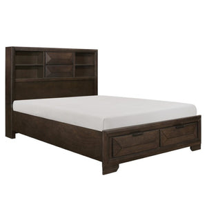 English Elm Eastern King Storage Bed Set Birch Veneer Bookcase Headboard with Two Nightstands B011S06446