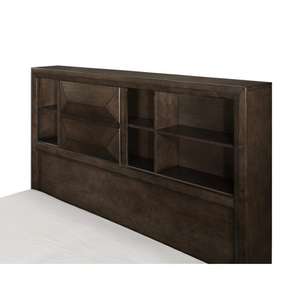 English Elm Eastern King Storage Bed Set Birch Veneer Bookcase Headboard with Two Nightstands B011S06446