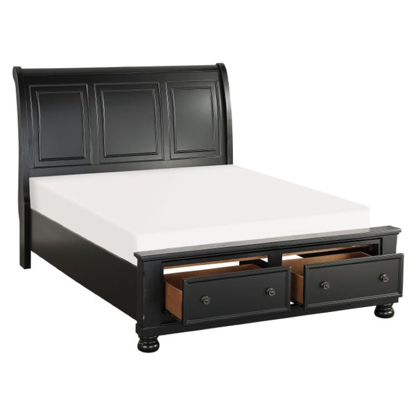 English Elm Eastern King Sleigh Bed and Nightstand Set Solid Wood Black Finish Bedroom Suite B011S06456