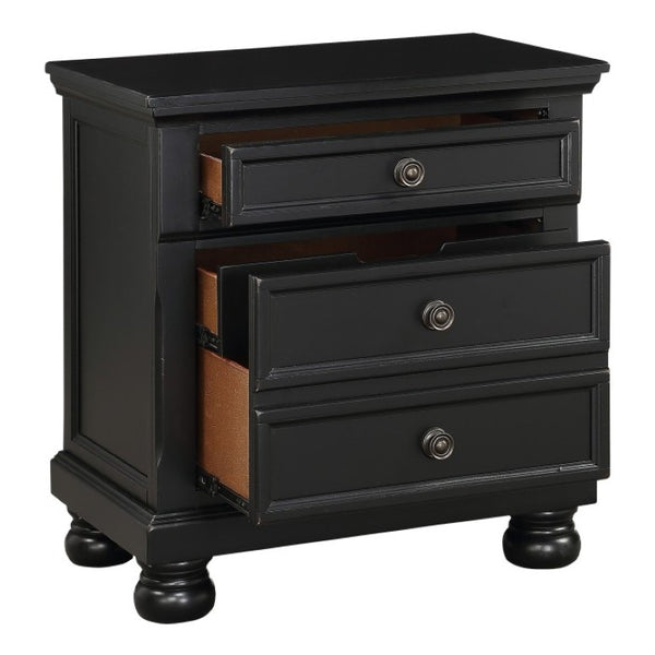 English Elm Eastern King Sleigh Bed and Nightstand Set Solid Wood Black Finish Bedroom Suite B011S06456